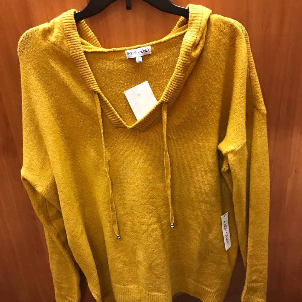 Hooded Sweater with Beaded Drawstrings
